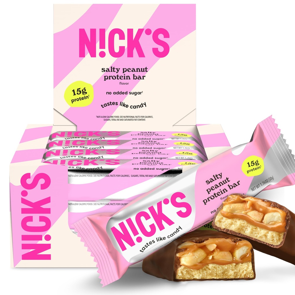 NICKS Protein Bars Chocolate Maapähkli | 15 g valku | 200 kalorit | Low Carb Keto Sõbralikud Suunad Ei Lisatud Suhkur (Multipack 12 baari x 50 g)