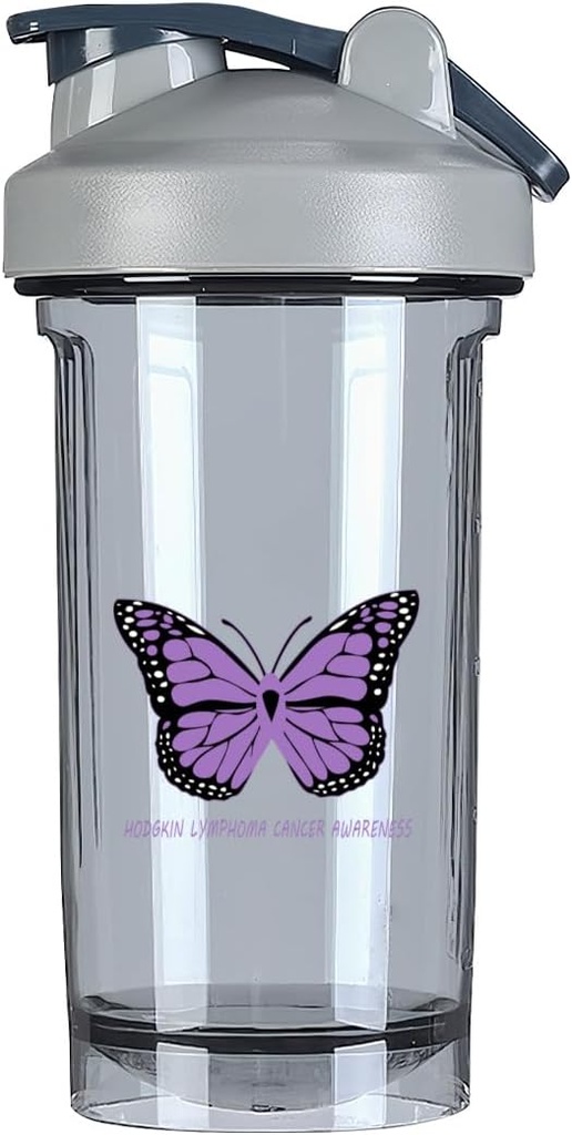 Hodgkini lümfoom Vähktõbi Teadlikkus 18 Ounce Shaker Pudel Joogi Segisti Lekkimiskindel Pre Treening Proteiin Raputab Söögiasendus Pudelid 500ML/18 Oz Gray &-1&-1