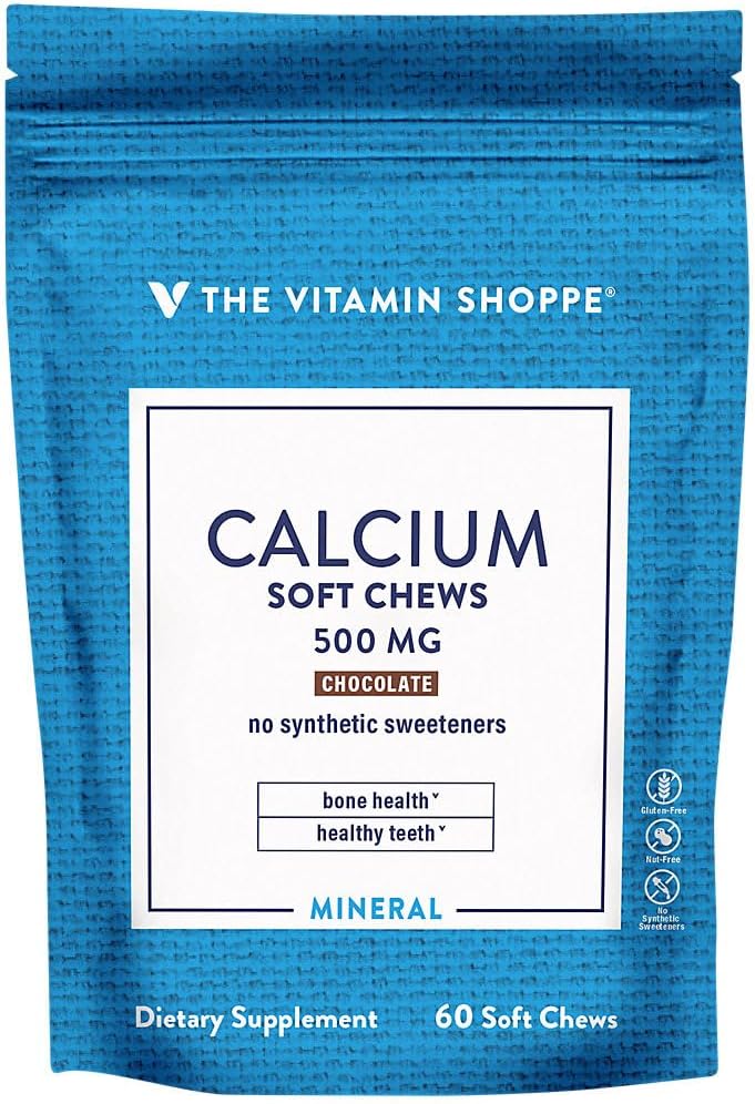 Calcium Chews 1000mg, Chocolate Maitsestatud Chews - Mineraal Essential for Healthy Bones & Hambad, Ei Kunstlikud Magusained - Vitamiin K1 & D3 (60 Chews) poolt Vitamin Shoppe