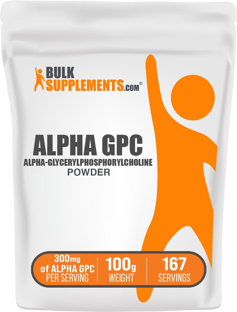 BulkSupplements.com Alpha GPC pulber - koliinilisandid, Alpha GPC 300mg - maitsestamata & gluteenivaba, 600mg ühe serveerimise kohta, 100g (3,5 oz) (pakk 1)
