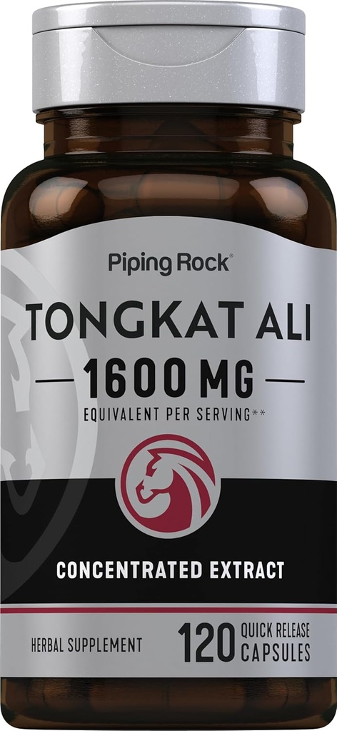 Piping Rock Tongkat Ali | 1600mg | 120 kapslit | Longjacki ekstrakt | Taimne täiendus | Mitte-GMO, Gluteenivaba