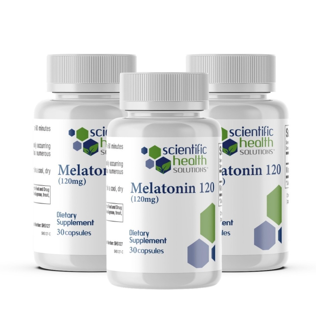 Melatoniin 120mg | Üheannuseline melatoniin kergesti allaneelatavates kapslites | Vegan, mitte-GMO ja gluteenivaba | USA-s valmistatud ekstratugev melatoniin (3-Pack)