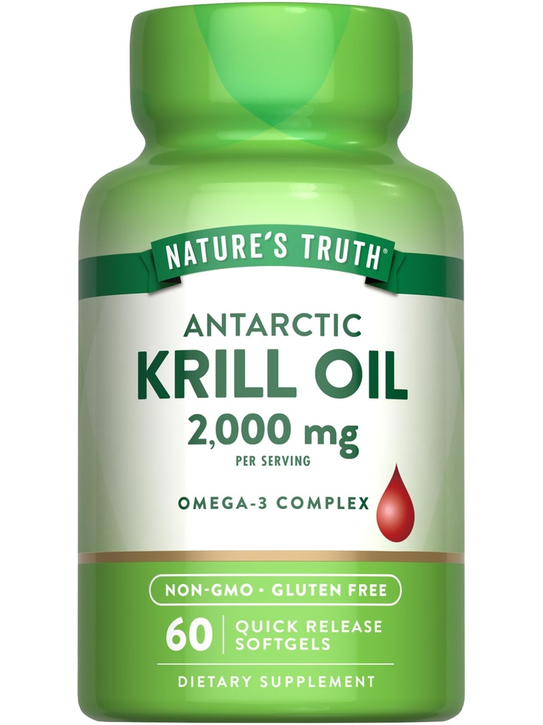 Looduse tõde Antarktika krillõli 2000mg Softgels | 60 Count | Omega-3 EPA & DHA | Non-GMO & Gluteeni tasuta toidulisand