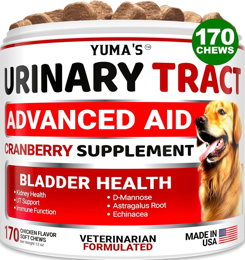 Dog UTI Treatment - 170 Treats - Cranberry Supplement for Dogs - Bladder Control - Urinary Tract Infection Treatment - UTI Medicine Multivitamin - Vitamins and Supplements - Made in USA