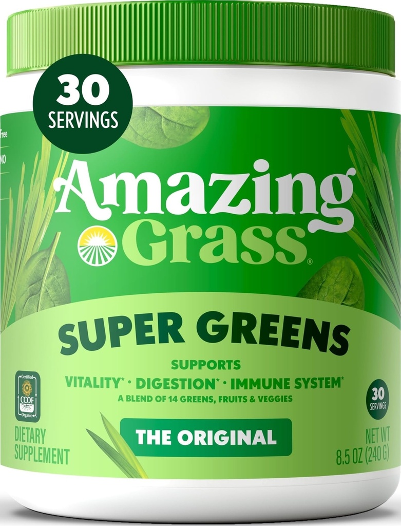 Amazing Grass Greens Blend Superfood: Rohelised Pulber Segu Energia, Orgaaniline Spirulina, Chlorella, Beet Root Pulber, Seedeensüümid Ja Probiootikumid, Originaal, 30 Servings (Pakendamine Võib erineda)