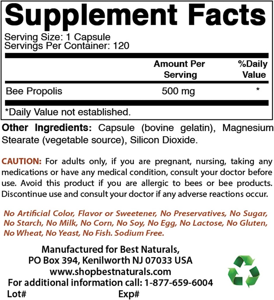 Best Naturals Bee Propolis 500 mg & Magnesium Glycinate 425 mg
