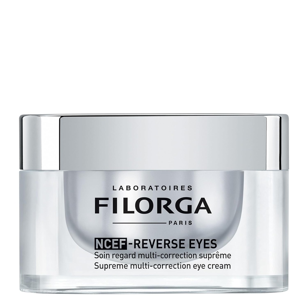 Filorga NCEF-Reverse Eyes Multi-korrektsioon Vananemisvastane silmakreem, hüaluroonhappe, kollageeni ja C-vitamiiniga, et vähendada kortse, tumedaid ringe ja turset ja suurendada silma niisutavat, 0,5 fl. oz.