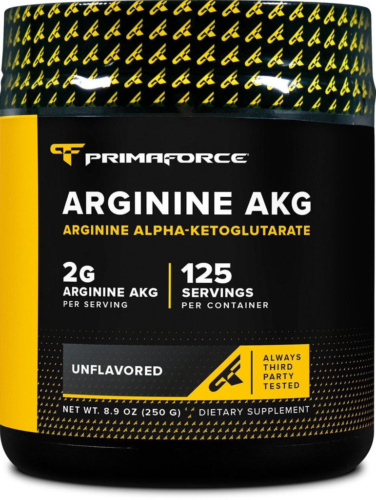 PrimaForce AAKG Arginiinipulber, 250 grammi (L-arginiin ja alfa-ketoglutaraathape) Premium treening täiendada, Non-GMO, Vegan, Gluteenivaba