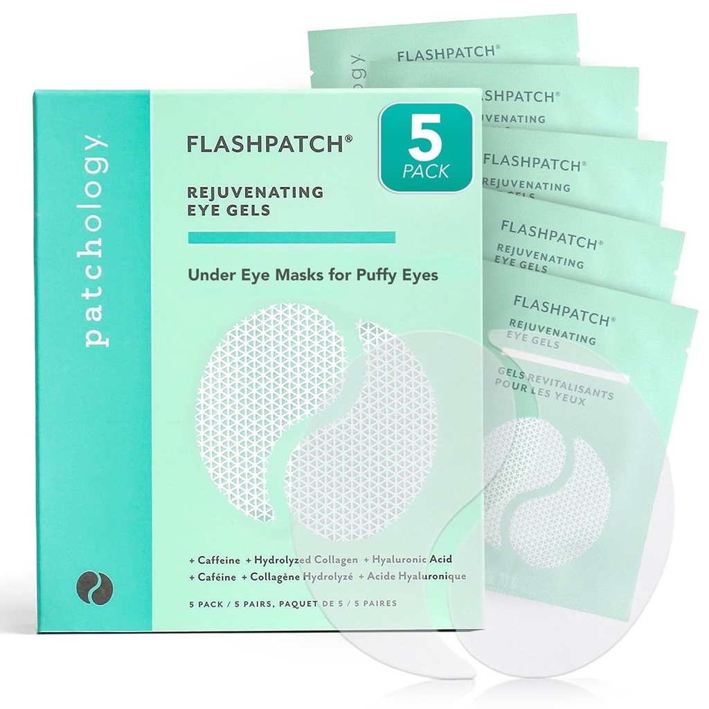 Patchology Under Eye Gel Patches - Natural Eye Masks for Puffy Eyes, Dark Circles & Eye Bags, rahustav nahahooldus ravi kõigile nahatüüpidele, ilu ja isikliku hoolduse olulised (5 paari)