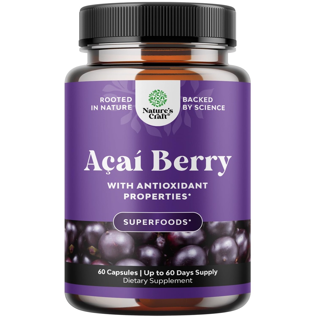 Loodus Käsitöö Acai Berry Antioksüdandid Toetus Kaalulangus täiendada naistele ja meestele - Vitamiinid Mineraalid Antioksüdandid Formula toetab immuunsüsteemi ja suurendada energia kognitiivset tervist - 60 Servings