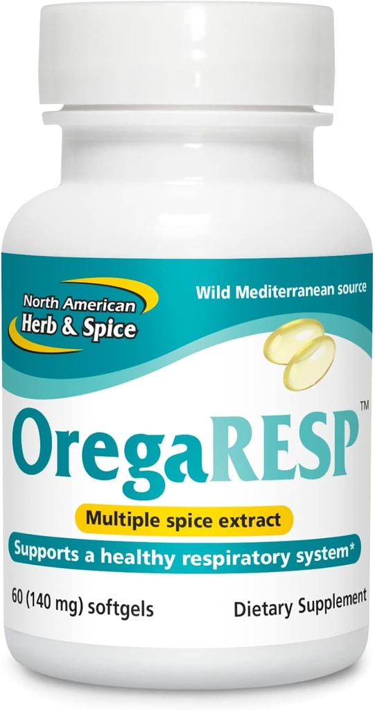 PÕHJA-AMEERIKA HERB & SPICE OregaResp P73-60 Softgels - toetab immuunsüsteemi ja hingamisteede tervist - Multiple Vürtsiõli kompleks Oreganool P73 Oregano Oil - Non-GMO - 30 Servings