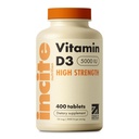 Incite Nutrition Vitamiin D 5000 iu - 400 Premium Vitamiin D3 Kergesti neelatavad mikrotabletid - kõrge tugevusega kolekaltsiferool VIT D3 5000iu - taimetoitlane täiendus - valmistatud Ühendkuningriigis