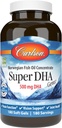 Carlson - Super DHA Gems, 500 mg DHA toidulisandid, 640 mg rasvhapped, looduslikult püütud Norra Arktika Omega 3 kalaõli lisand, jätkusuutlikult hangitud kalaõli kapslid, 180 Softgels