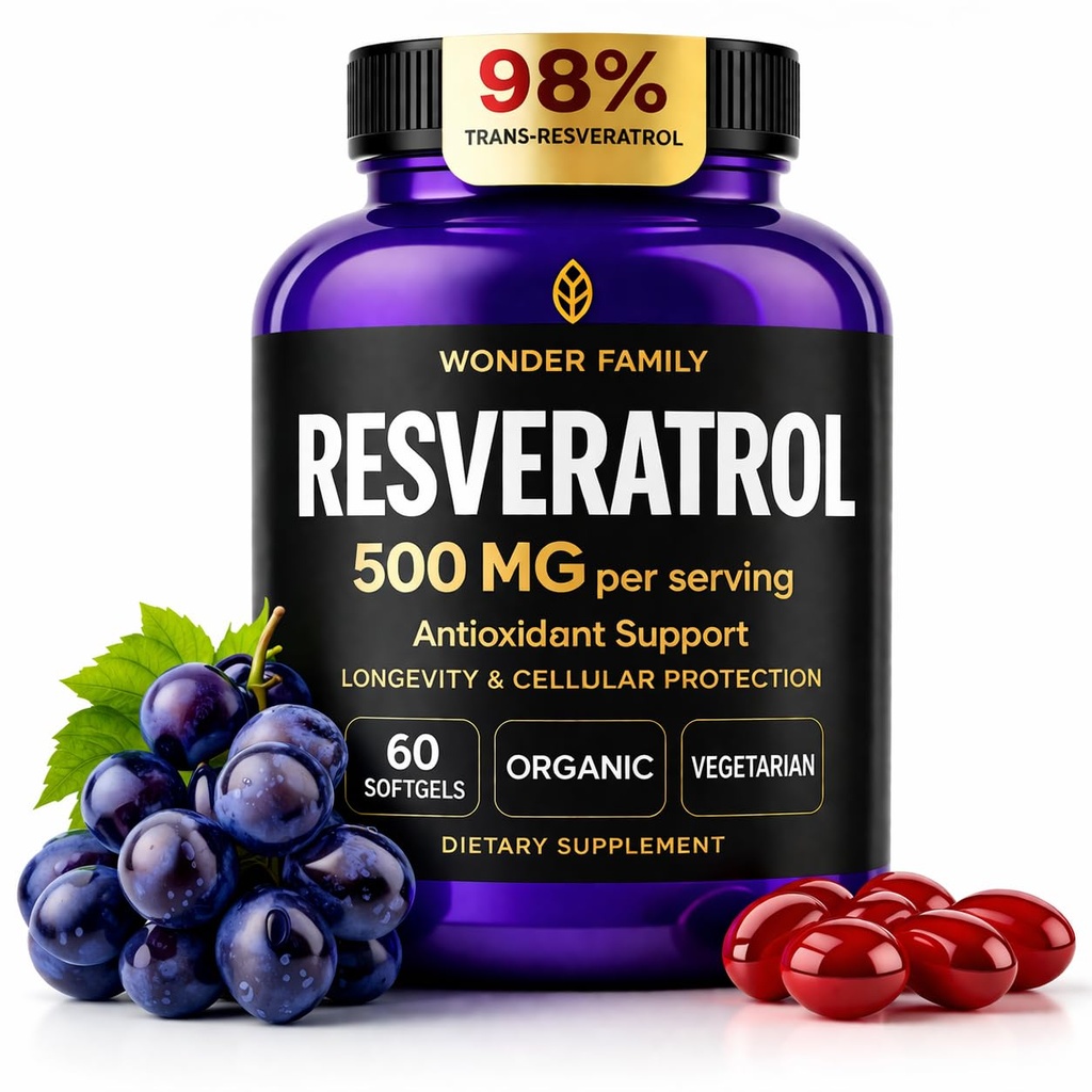 Resveratrooli lisa 500mg – 98% Trans Resveratrol 1000mg orgaaniline kompleks – NAD Resveratrooli antioksüdandid ja vananemisvastased toidulisandid südame tervisele, mälu tõstmisele, tervise valemile, tervislike rakkude toetamisele