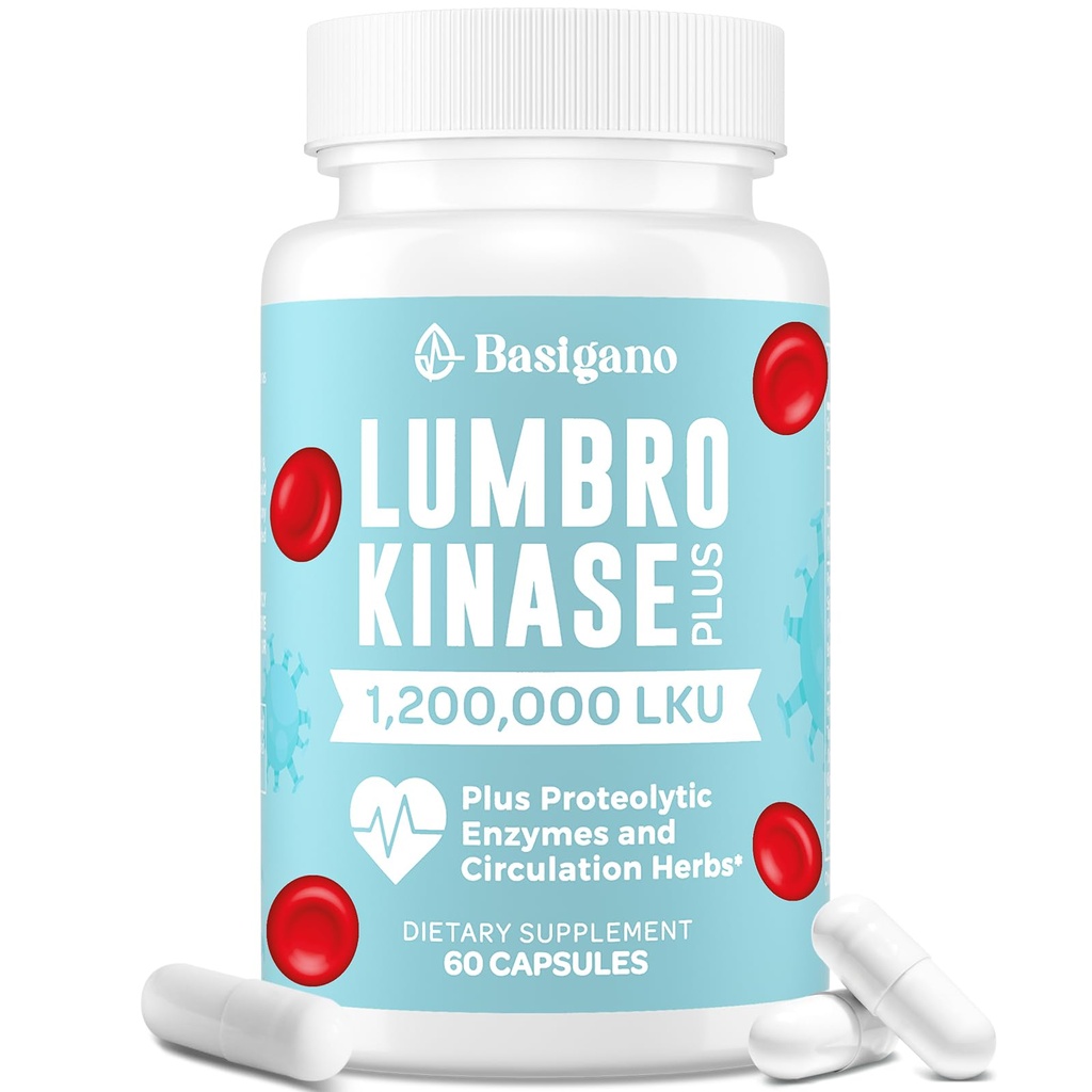 Lumbrokinaasi täiendus, 1,2 miljonit LKU - 120 mg kapslid, võimas nattokinaasi alternatiiv proteolüütiliste ensüümide ja taimse seguga
