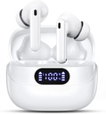 Wireless Earbuds, 42H Playtime Bluetooth 5.3 Kõrvaklapid, HiFi Stereo Call Noise Cancelling kõrvaklapid, IPX7 Veekindel Stereo kõrvaklapid LED-ekraaniga iOS Android (valge)