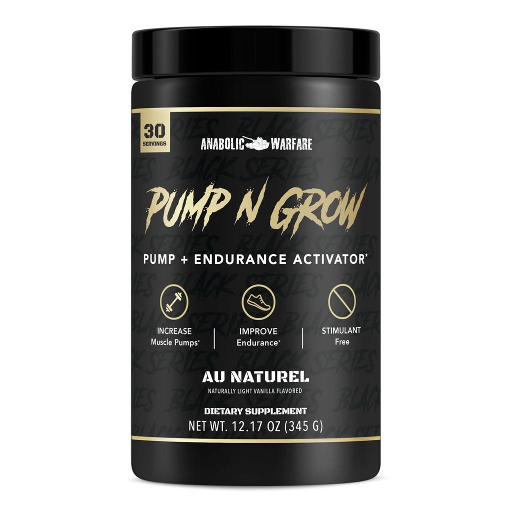 Anaboolne sõjapidamine Pump-N-Kasvav Lihaspump Täiendus Kofeiin Tasuta Pre Treening L-tsitrulliin, L-arginiin, Beeta-alaniin (Au Naturel - 30 Servings)