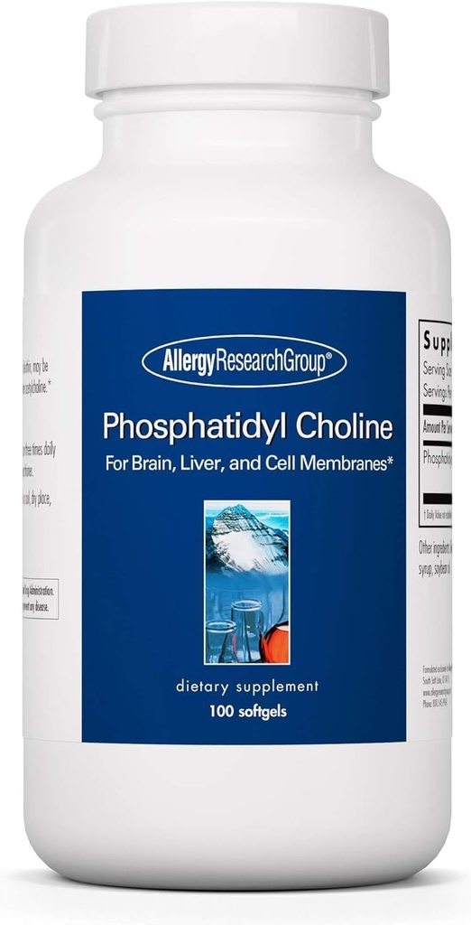 Allergia uurimisrühm Fosfadityl Choline - fosfaditylkoline Supplements aju ja maksa tervise jaoks, sojaletsitiini ekstrakt fookuse ja mälu jaoks, 385 mg kapsli kohta - 100 Softgels