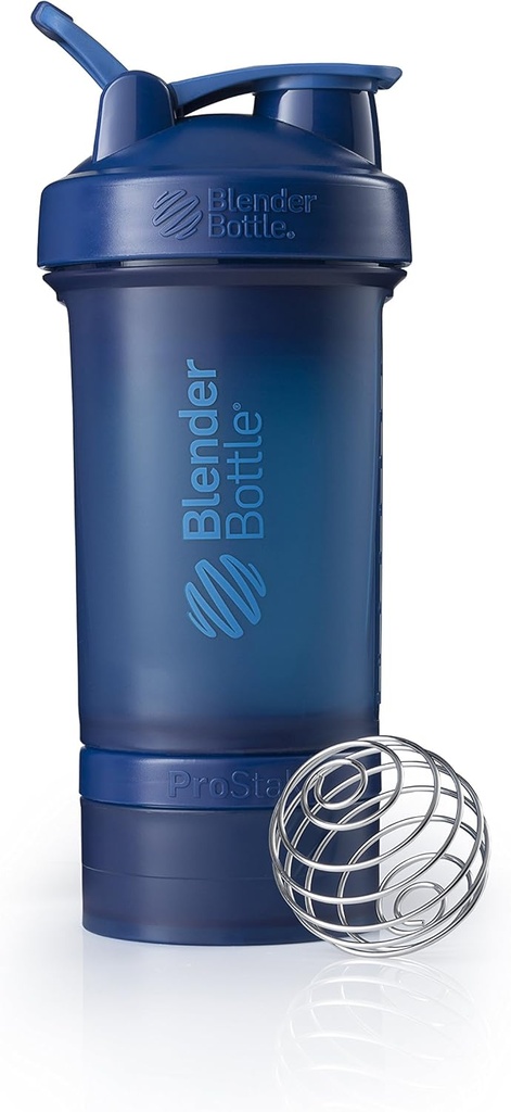 BlenderBottle Shaker pudel koos pillide korraldaja ja ladustamine Protein Powder ProStak System, 22-Ounce, Navy