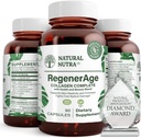 Looduslik Nutra RegenerAge Täielik täiendus naha tervisele valgu peptiididega, Vähendage Venitusmärke, Aitab kaasa üldisele tervisele, C-vitamiin, Viinamarjaseemne punase veini ekstrakt, Gluteenivaba, 90 kapslit.