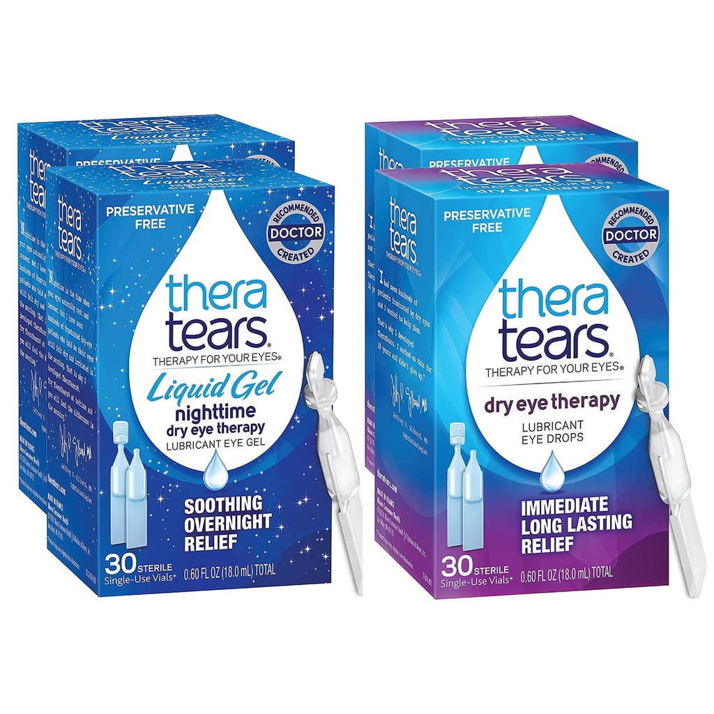 TheraTears Öine teraapia Määrdeaine Silmatilgad Kuivad Silmad, Säilitusvabad, Ühekordselt Kasutatavad Viaalid, Selge, 60 Loe, 0,6 Fl Oz TheraTears Silmatilgad Kuivad Silmad, 60 Loe Ühekordselt Kasutatavad Viaalid