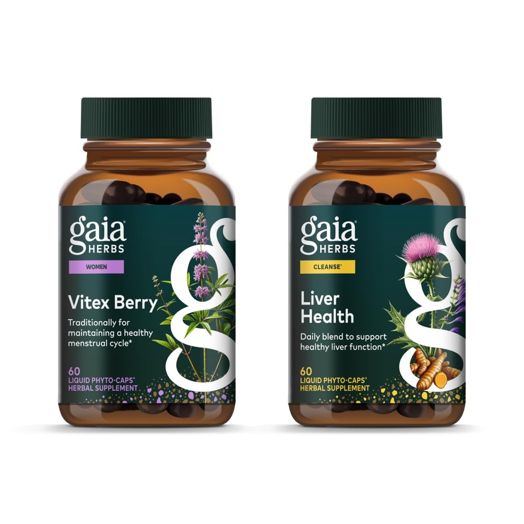 Gaia maitsetaimed Vitex Berry (Chaste Tree) - toetab hormoonide tasakaalu ja viljakust naistele - 60 Vegan Caps & Maks Tervis - Maksalisa piimaohakaga, Lagrits Juur Maksa ja Puhastustoetus -