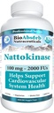 Bio Absorb Nattokinase Supplement. 100 mg, 2000 FUs. 400-päevane tarne Mitte-GMO Natto Extract Enzyme (400 Veggie Caps)