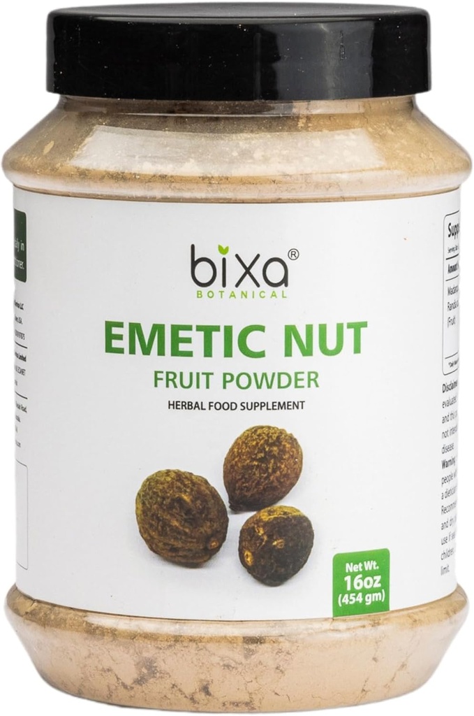 bixa BOTANICAL Emetic Nut Powder | Randia dumetorum | 1 nael / 16 OZ | Edendab toksiinide eemaldamist | Ayurveda taimelisandi | Gluteenivaba, mitte-GMO, vegan, 100% puhas.