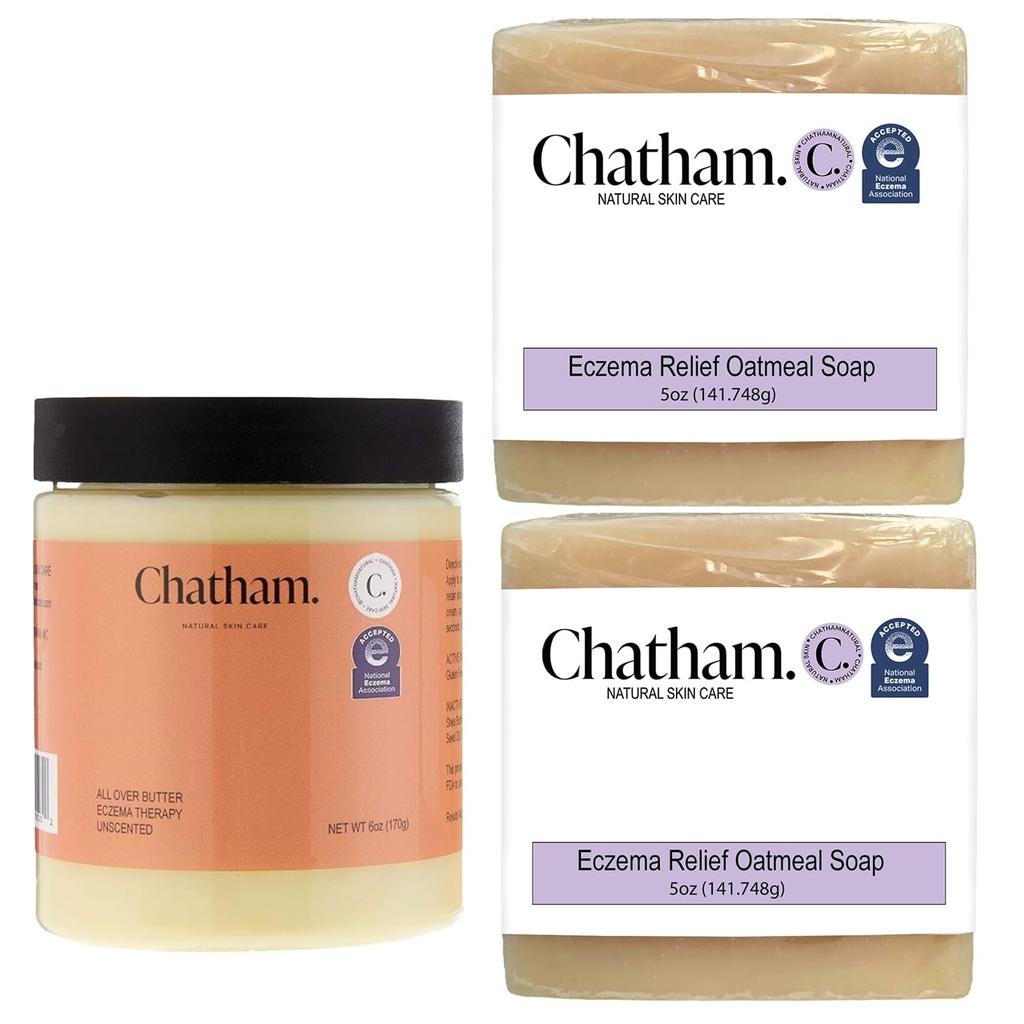 Chatham looduslik nahahooldus üle või ekseemravi 6oz ja 2 x ekseem Relief Seep Bars 5oz Bundle | Kolloidse Gluteenivaba kaerahelbed