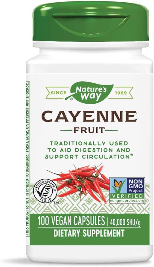 Nature's Way Cayenne'i puuviljad, 100 köögiviljakapslit