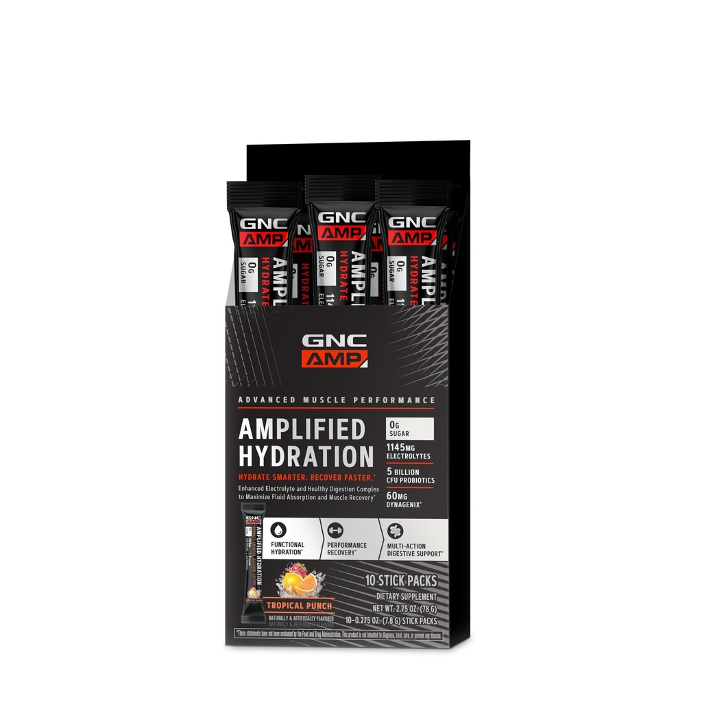 GNC AMP amplifitseeritud hüdraat elektrolüütide pulbri joogisegu | täiustatud elektrolüütide ja tervisliku seedimise kompleks | Troopiline punch | 10 loend