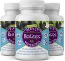Täiuslikud täiendused - Perfect ResGrape Resveratrol - 60 kapslit - Trans-Resveratrol & Organic Muscadine Viinamarjad - 3 Pack