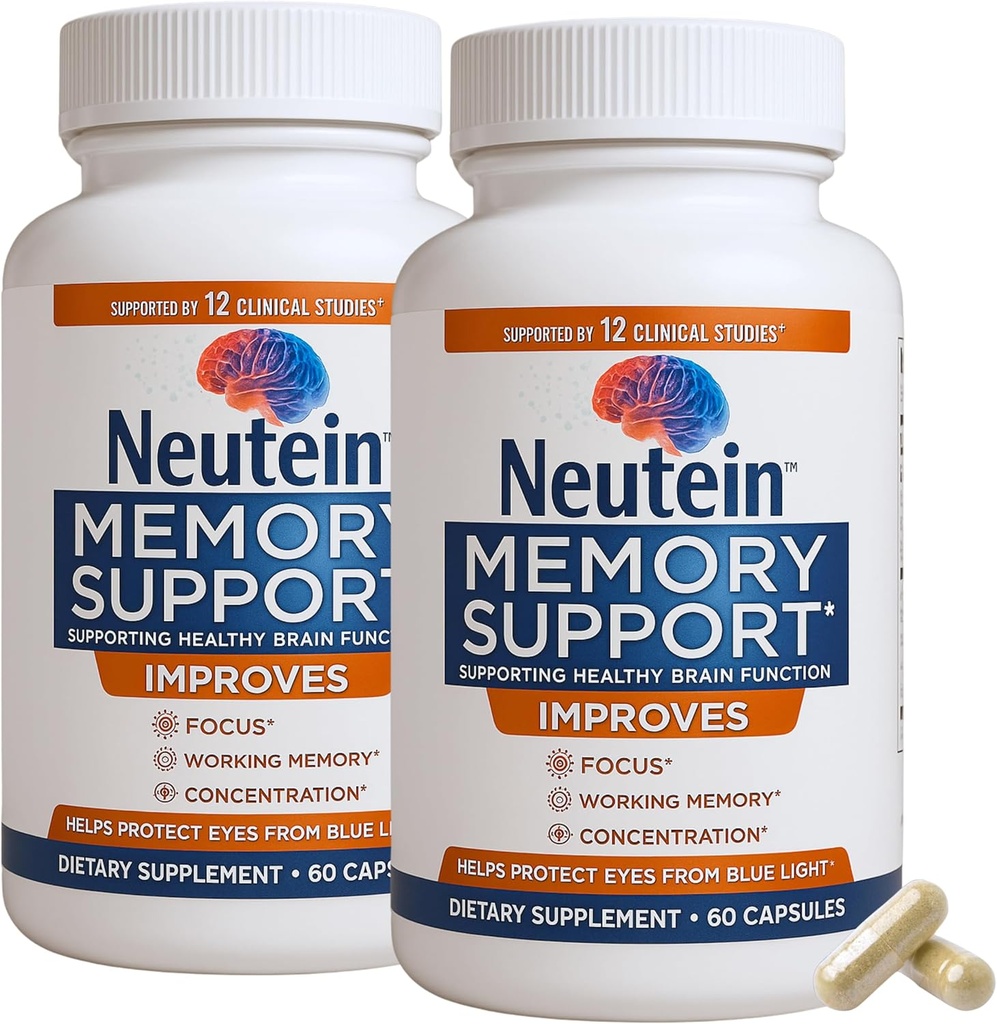 Natural Brain Booster for Memory, & Brain Health - Extra Strength Plant-Based Cognitive Support Supplement for Adults & Seniors, Made in USA (2 Pack, 120 Capsules)