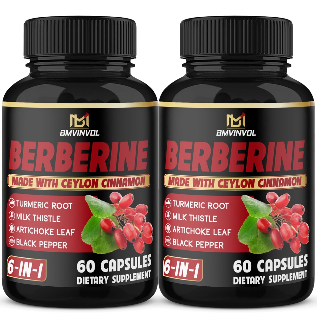 (2 pakendit) Berberine Supplement Plus Tseiloni kaneel, kurkum, artišokk, piimaohakas, must pipar - 120 kapslit - 4 kuud pakkumine