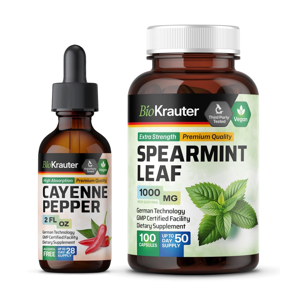 BIO KRAUTER Cayenne Pepper Tinktuur 2 Fl. Oz... Spearmint 100 kapslit