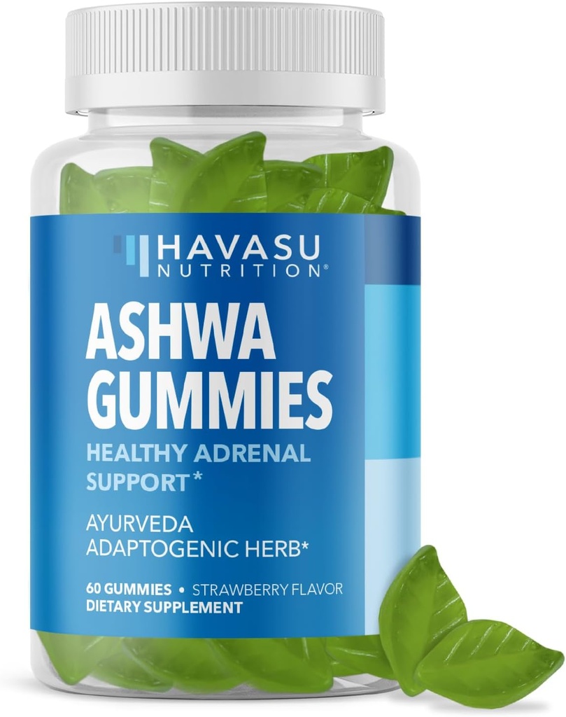 Ashwagandha Gummies for Stress & Mood Support - Vegan, Non-GMO Supplement for Calm & Relaxation - Withania Somnifera for Enhanced Sleep Quality & Emotional Balance - 1-Month Supply, Strawberry Flavor