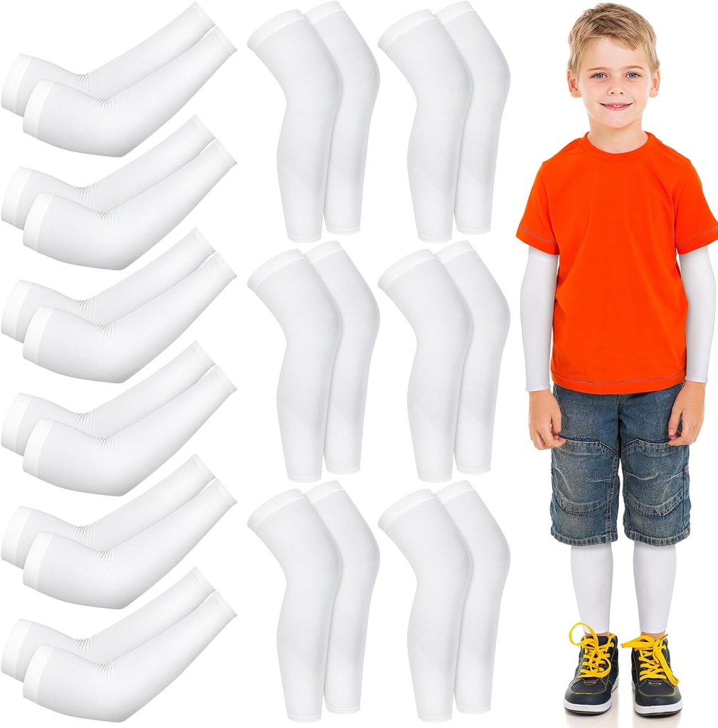 Panitay 6 Set ekseem Käte ja jalgade varrukad kriimustada Elastsed käevarrukad Põlvemähis Ekseem Kate Itch Relief ja märg ravi (Kid, White)