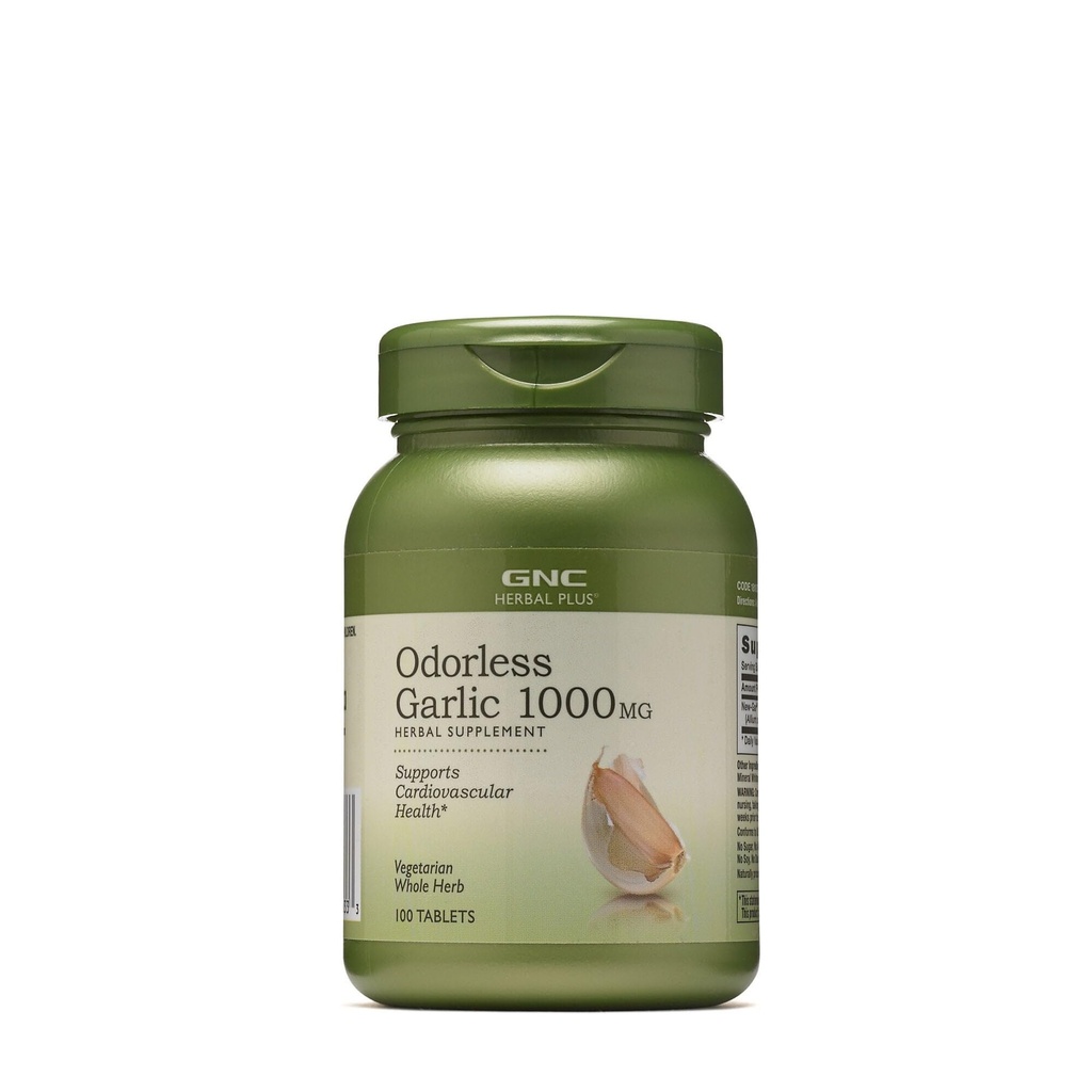 GNC Taimne Plus lõhnatu küüslauk 1000mg toidulisand, taimetoitlane, toetab südame-veresoonkonna tervist, 100 serveerimist