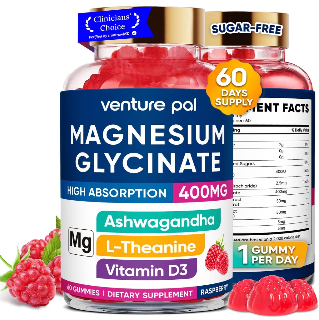 60-päevane tarne Magneesiumglütsinaat 400mg kummikud ashwagandha, L-Theanine, CoQ10, D3-vitamiin ja B6, suhkruvaba magneesiumkummid täiskasvanutele ja lastele, stressi leevendamine, uni ja rahu, vegan, gluteenivaba
