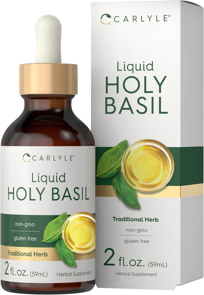 Carlyle Holy Basil Tinktuur | 2 Fl Oz | Vedelikuekstrakti täiendus | Tulsi Leht | Taimetilgad | Mitte-GMO, Gluteenivaba
