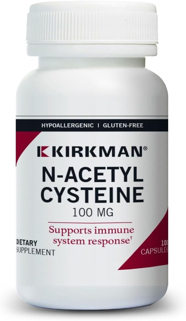 Kirkman N-atsetüültsüsteiin100 mg - hüpoallergeenne || NAC || 100 taimetoitlasest kapslit || gluteeni ja kaseiini vaba || Antioksüdant || toetab immuunsüsteemi vastust.