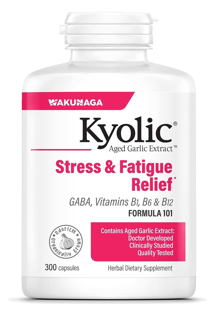 Kyolic Aged Küüslauguekstrakt Formula 101, Stress ja väsimus Relief, 300 kapslit.