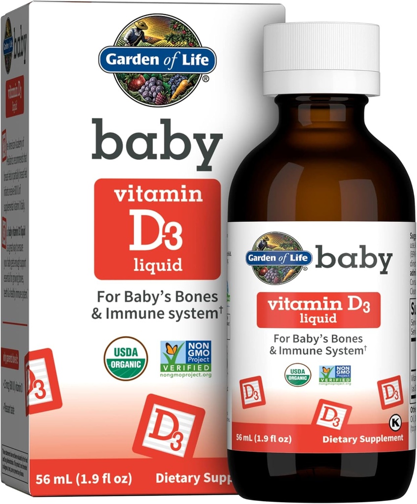 Eluaed Baby Vitamiin D3 Vedelik, 600 IU (15 mikrogrammi) Orgaaniline vedelik D-vitamiin imikutele ja väikelastele, Beebi luude ja immuunsüsteemi toetamine, Gluteenivaba & mitte-GMO, 56 ml (1,9 fl oz) Vedel