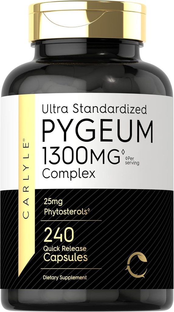 Carlyle Pygeum Supplement 1300mg | 240 kapslit | Mitte-GMO, Gluteenivaba | Africanum Bark Extract Supplement