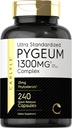 Carlyle Pygeum Supplement 1300mg | 240 kapslit | Mitte-GMO, Gluteenivaba | Africanum Bark Extract Supplement