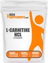 BulkSupplements.com L-karnitiin HCl pulber - karnitiini lisand, karnitiini pulber, L-karnitiin 500mg - maitsestamata & gluteenivaba, 500mg ühe serveerimise kohta, 500g (1,1 naela) (pakk 1)