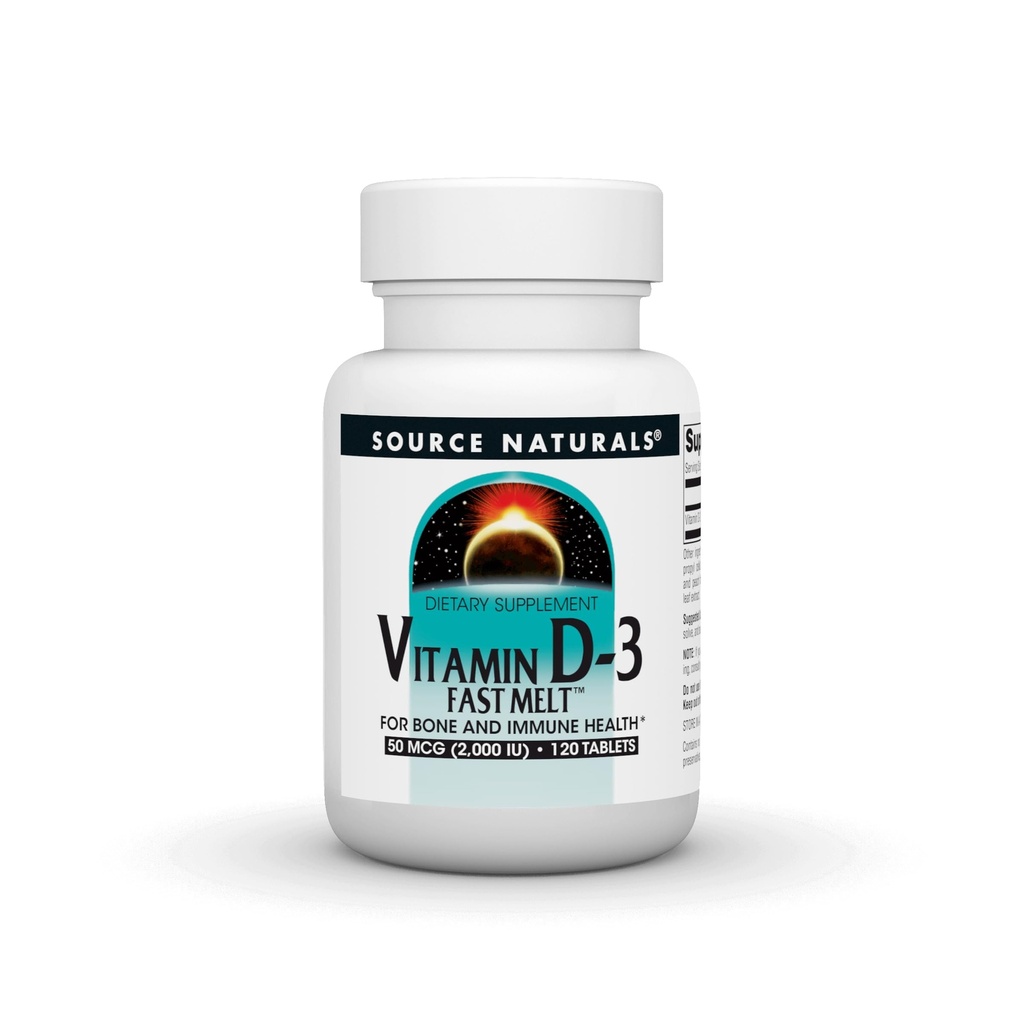 Allikas Naturals Vitamiin D-3 kiire sulatamine, toetab luude ja immuunsüsteemi tervist * - Black Cherry virsiku maitse - 120 Fast Sulatatud tabletti