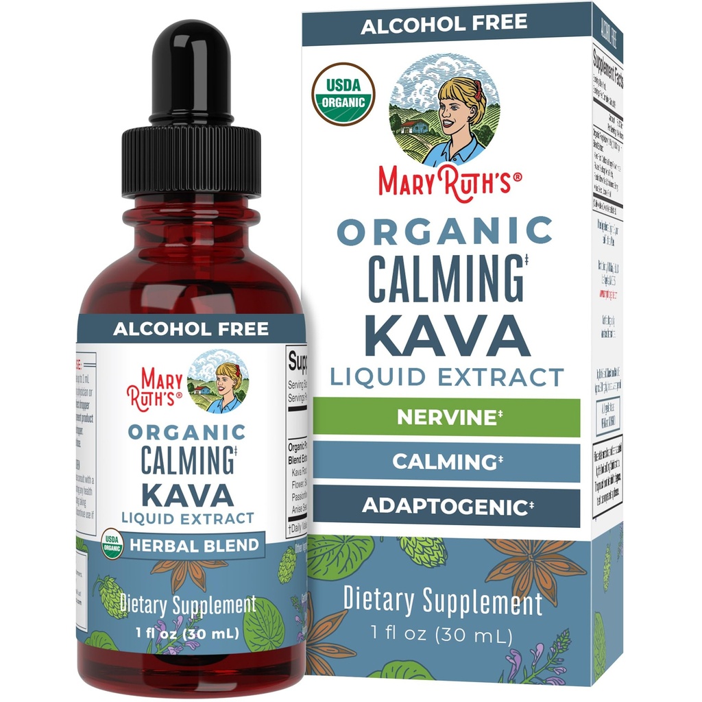 MaryRuth Organics, Taimne täiendus Drop, Calmness & Lõõgastav, Pack of 1, USDA Kava Juur, Suhkru / gluteeni vaba, toetada une, rahu ja stressi leevendamine, Vegan, Non-GMO, 30 Servings