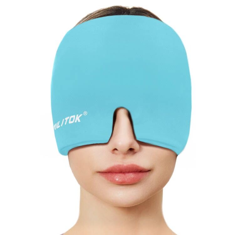 EXQUISLIFE Migreen Peavalu Relief kork, Gel Jääpea mähkimine, kuum ja külm teraapia, peavalu silmade mask sinus, pundunud silmad, pinge ja stressi leevendamine (sinine)